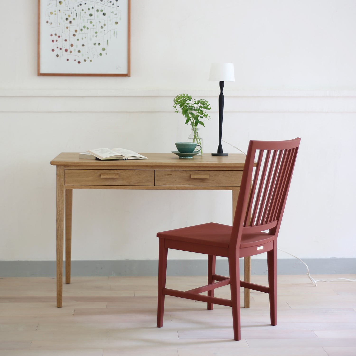 北海道産ミズナラ / オイル仕上げ W1000 チェア:Grace Chair レッド