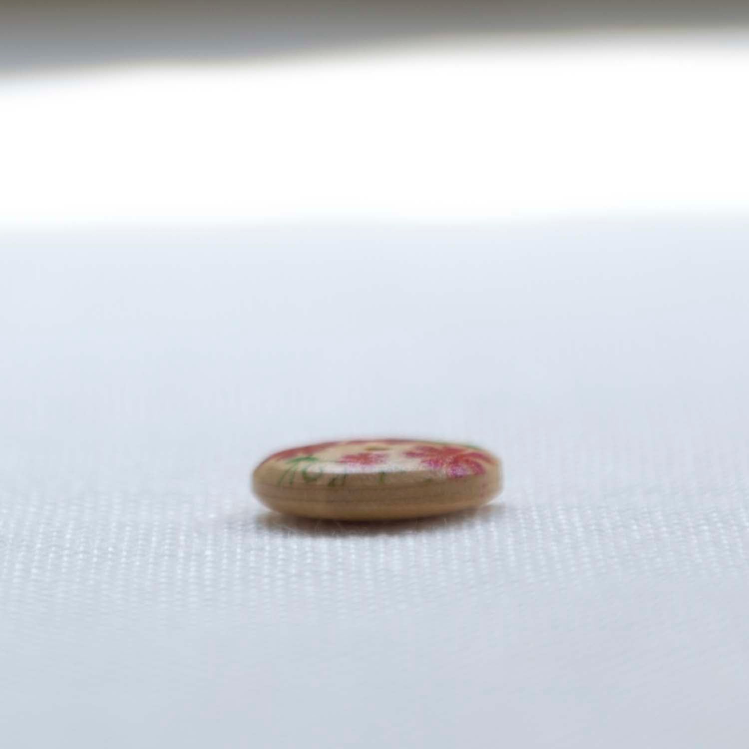 【Vintage】 wood button pink flower